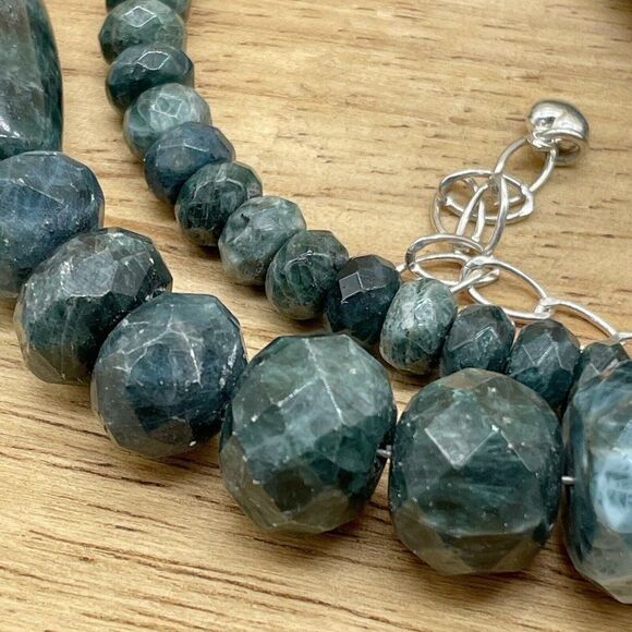 Jay King Teal Green Apatite 18" Sterling Silver Necklace Faceted Graduated Beads - Picture 11 of 11